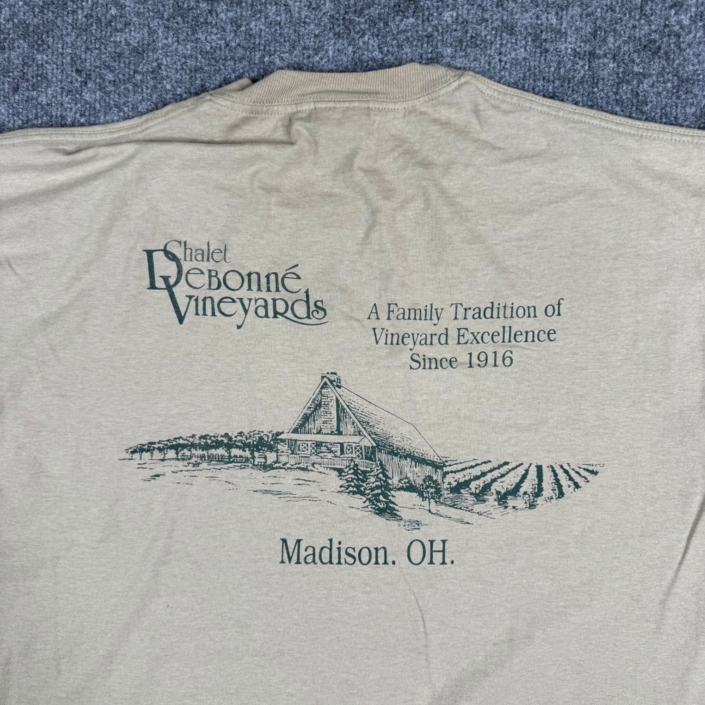 Jerzees T-Shirt Mens XL Tan Vintage Ohio 1998 Chalet Debonne Vineyards Souvenir